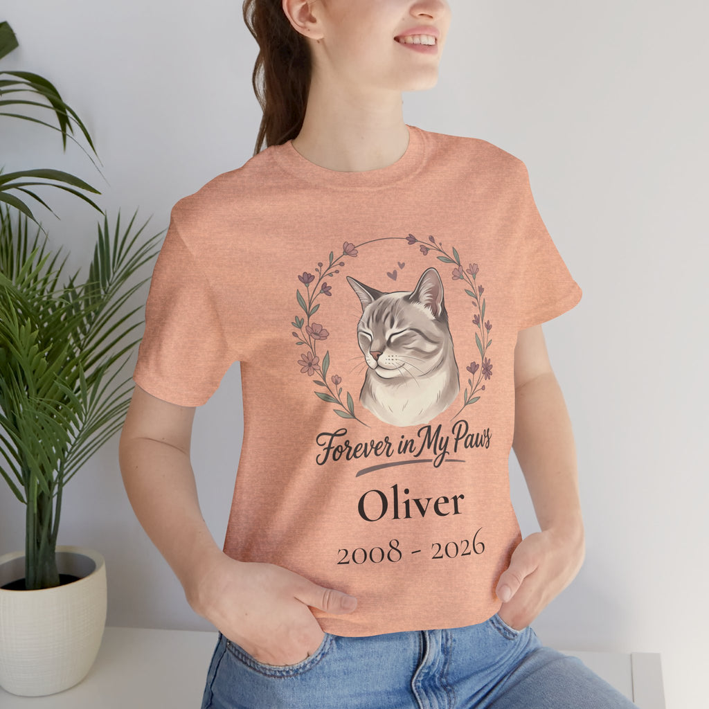 Cat Memorial T‑Shirt — "Forever in My Paws" - Personalized