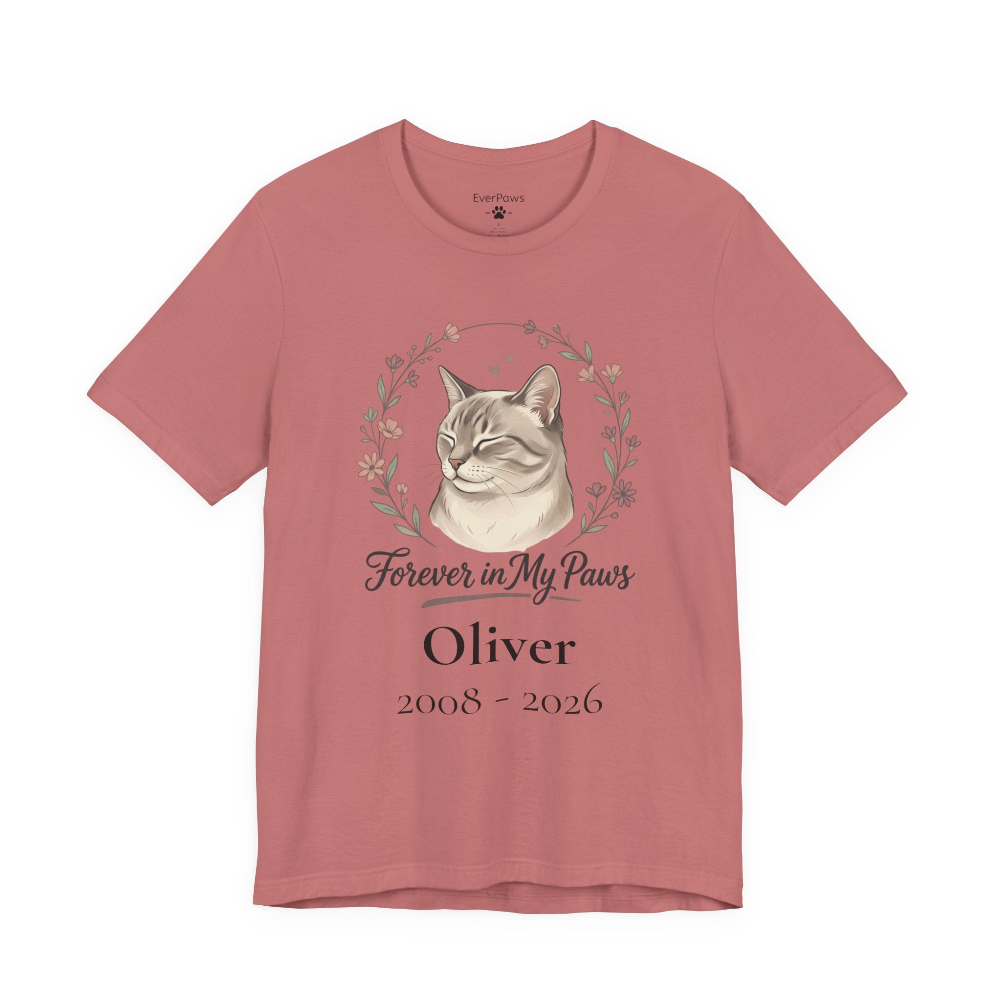 Cat Memorial T‑Shirt — "Forever in My Paws" - Personalized