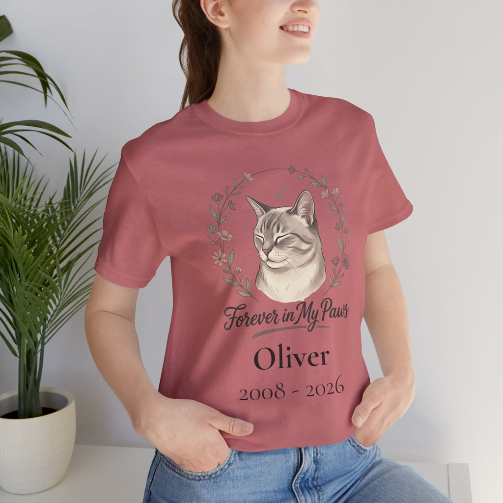 Cat Memorial T‑Shirt — "Forever in My Paws" - Personalized