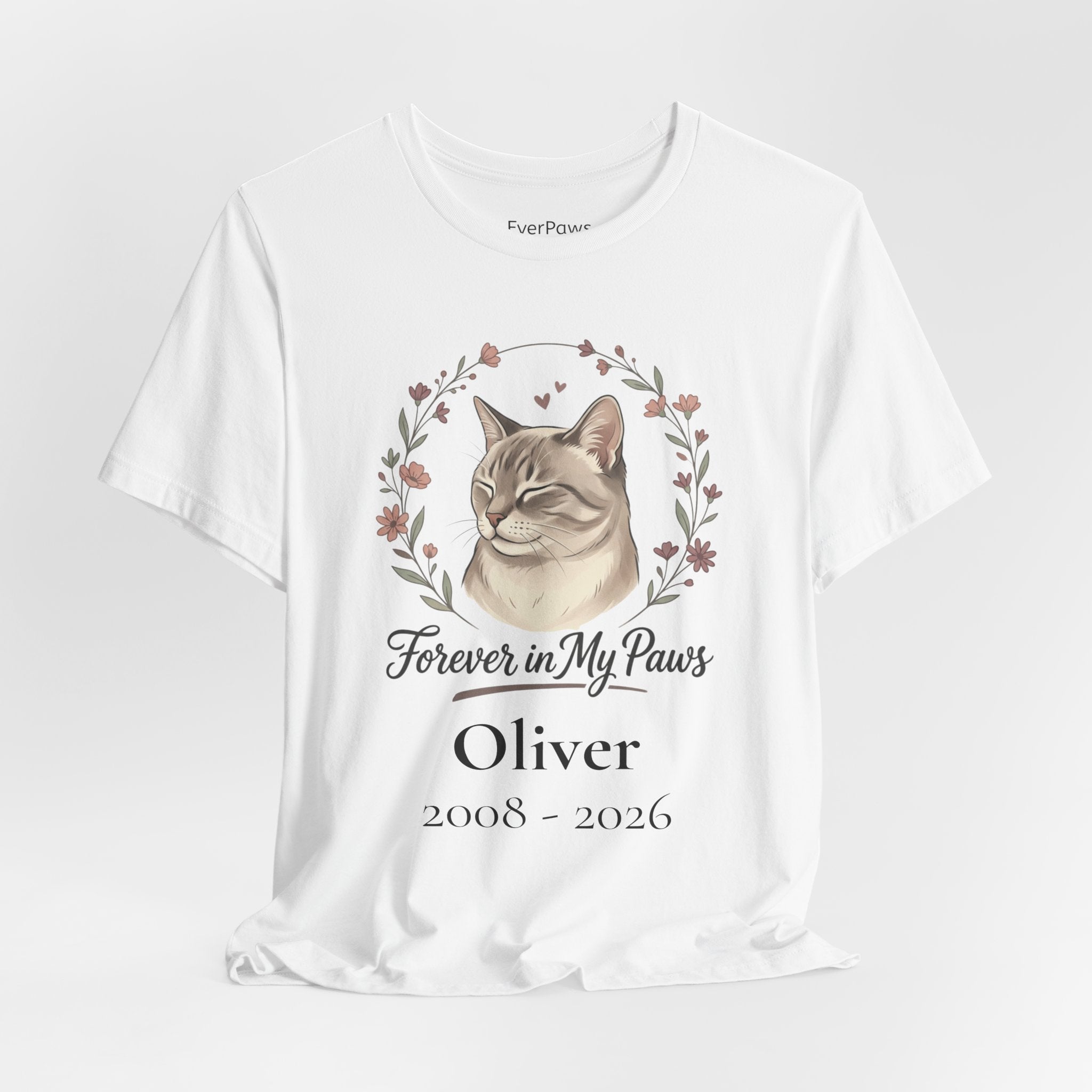 Cat Memorial T‑Shirt — "Forever in My Paws" - Personalized