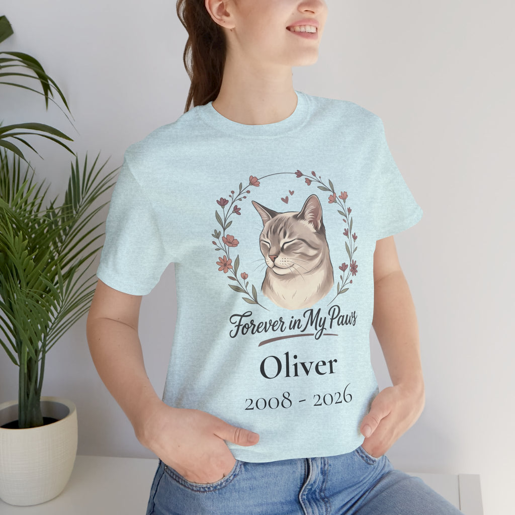 Cat Memorial T‑Shirt — "Forever in My Paws" - Personalized