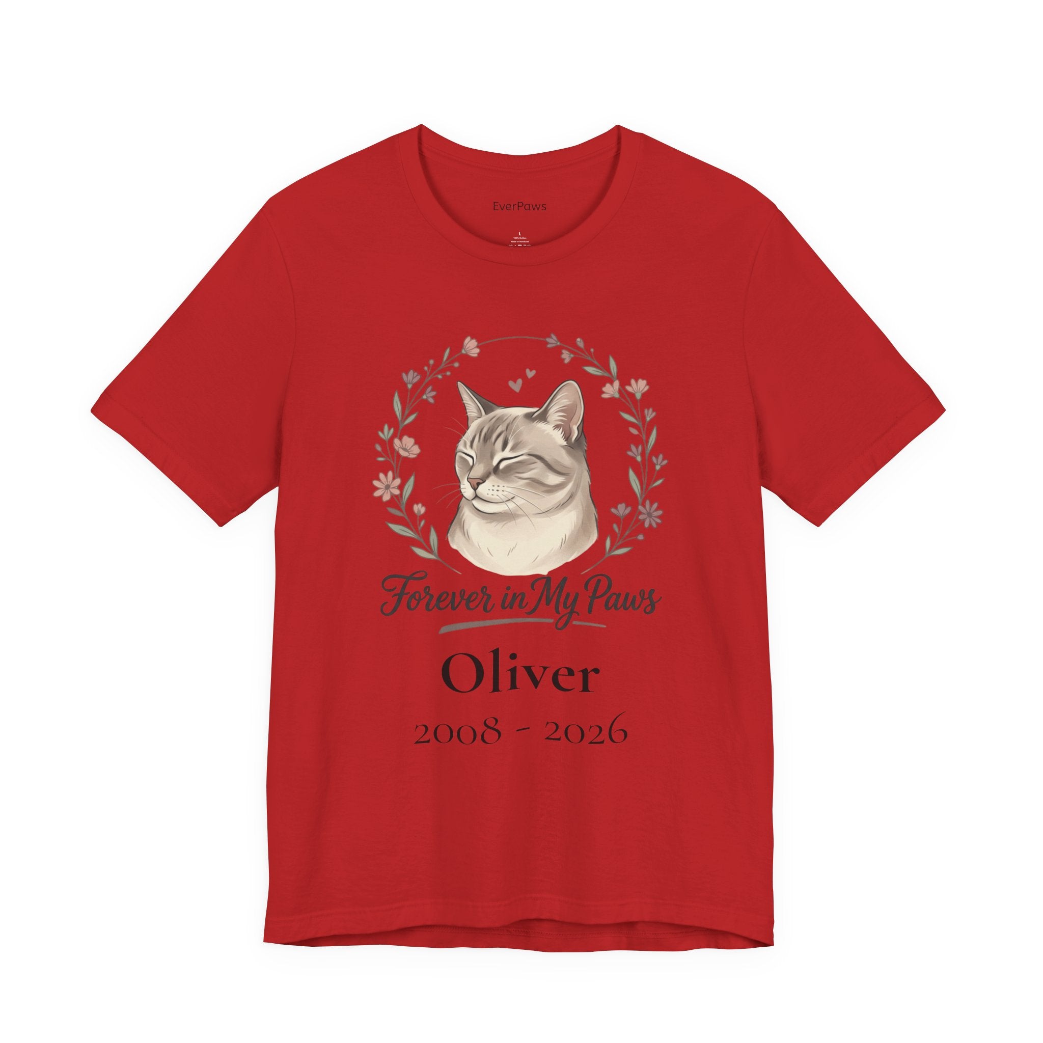 Cat Memorial T‑Shirt — "Forever in My Paws" - Personalized