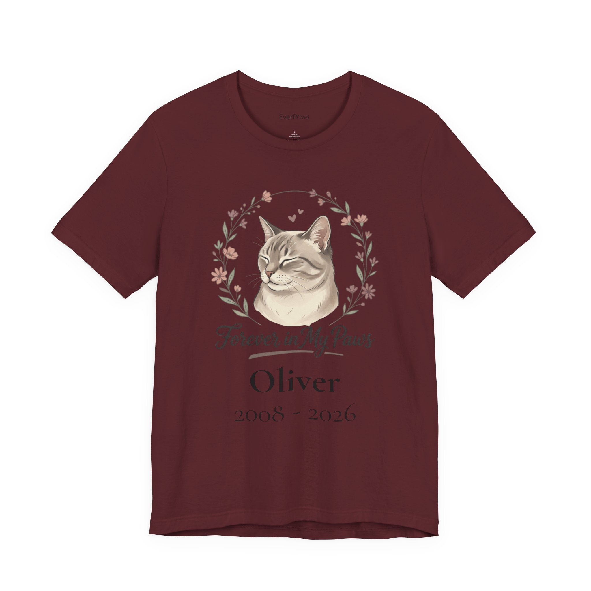 Cat Memorial T‑Shirt — "Forever in My Paws" - Personalized