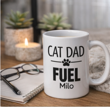Cat Dad Fuel Mug — Personalized