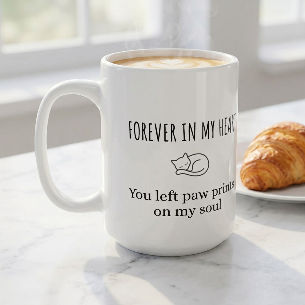 Cat Memorial Mug — "Forever in My Heart" - Personalized