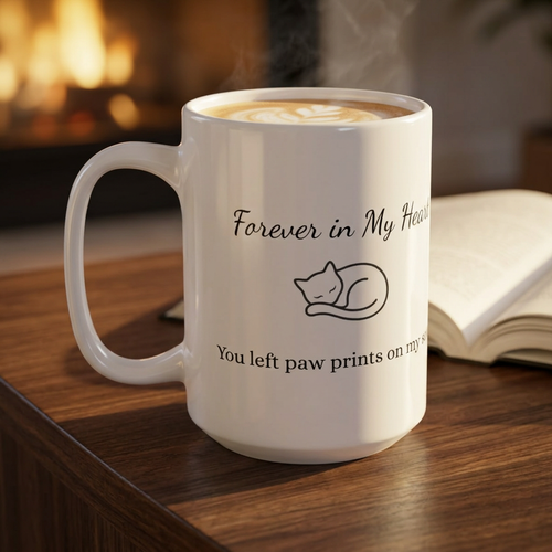 Cat Memorial Mug — "Forever in My Heart" - Personalized