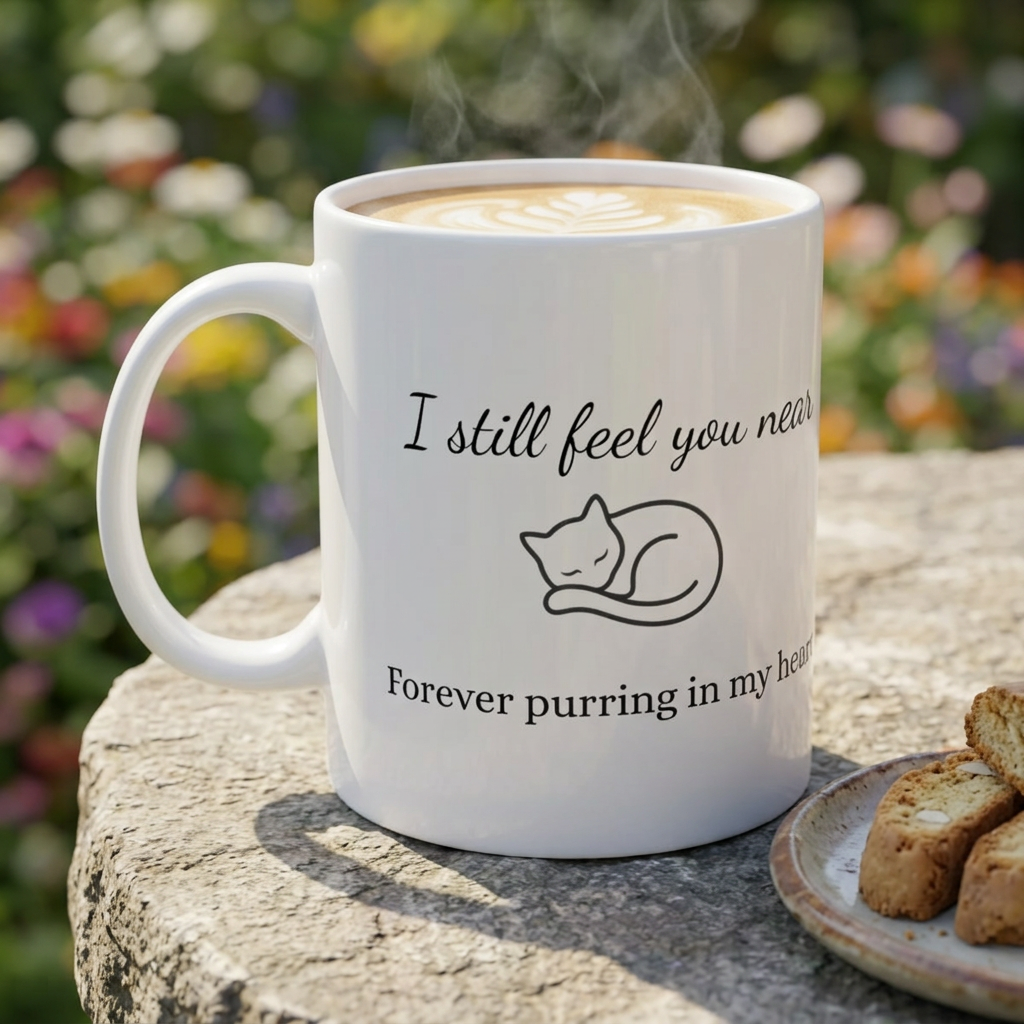 Cat Memorial Mug — "I Still Feel You Near" - Personalized