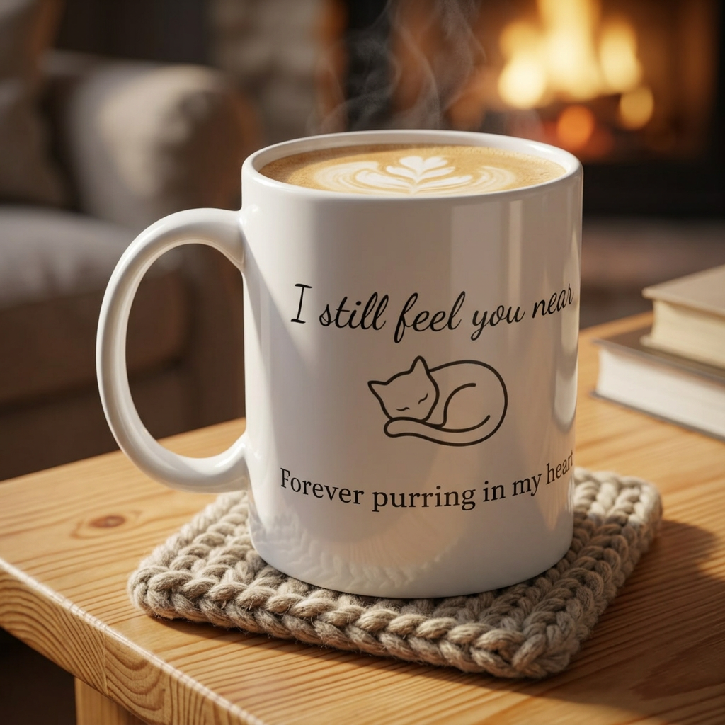 Cat Memorial Mug — "I Still Feel You Near" - Personalized