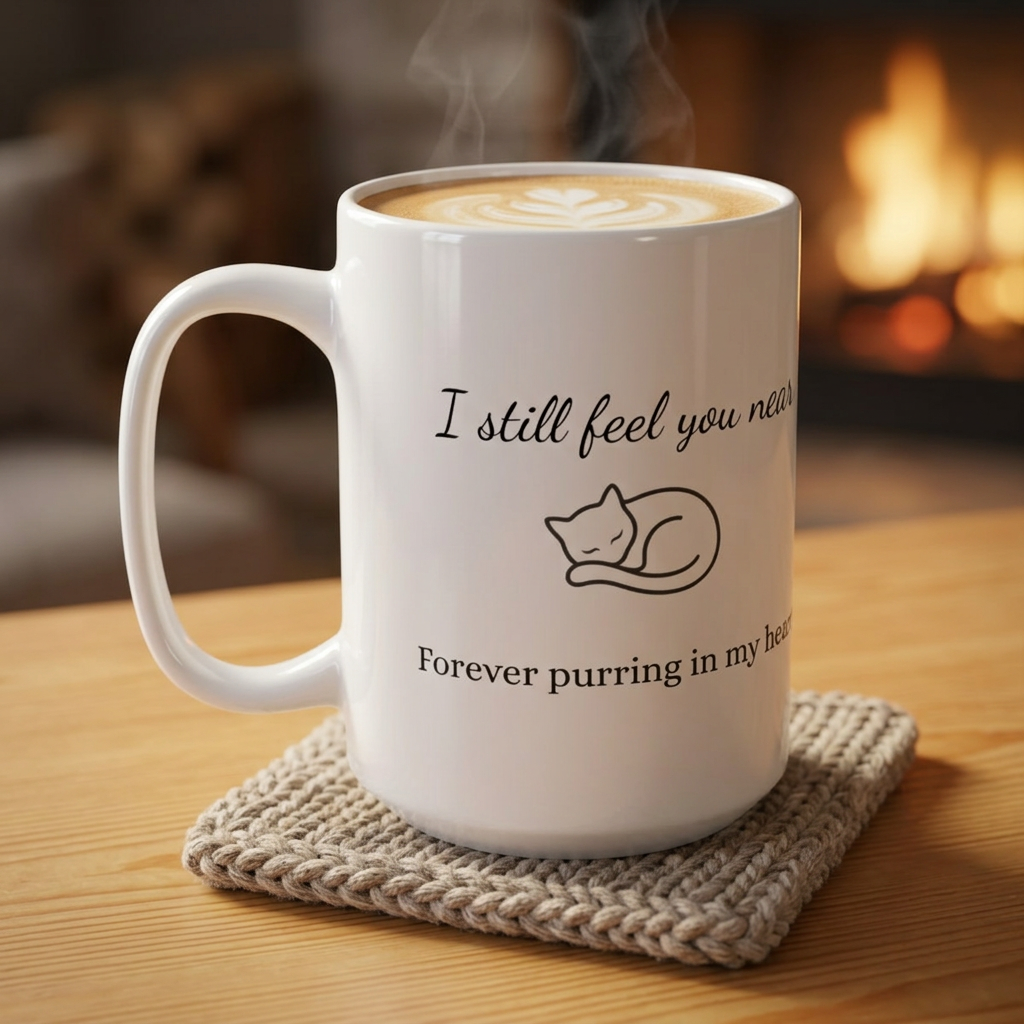 Cat Memorial Mug — "I Still Feel You Near" - Personalized