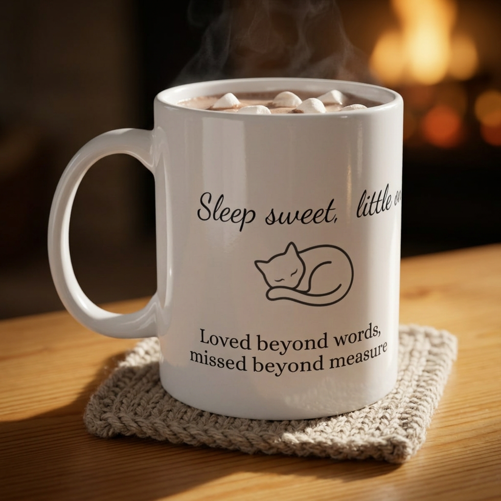 Cat Memorial Mug — "Sleep Sweet Little One" - Personalized