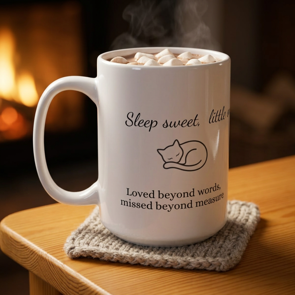 Cat Memorial Mug — "Sleep Sweet Little One" - Personalized