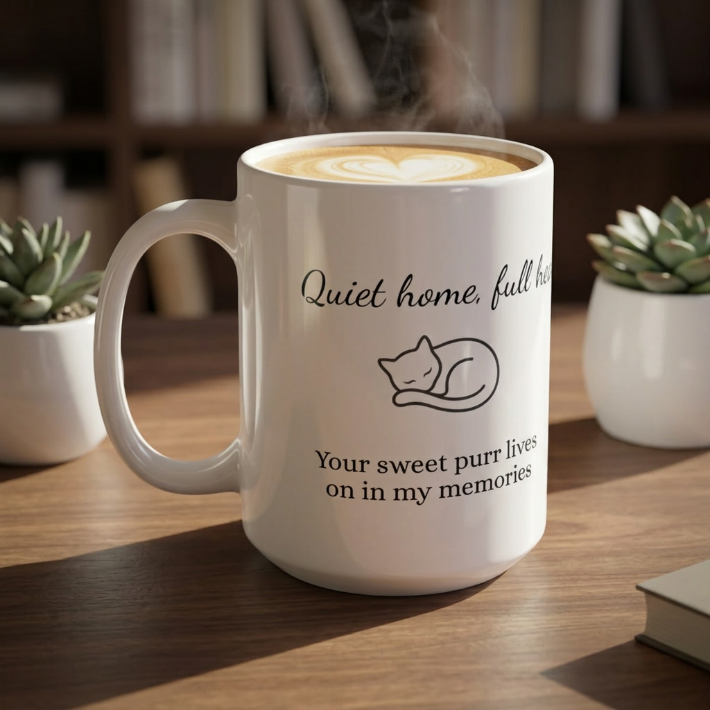 Cat Memorial Mug — "Quiet Home, Full Heart" - Personalized