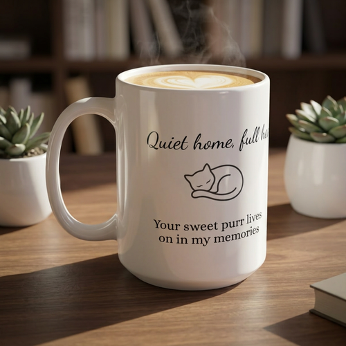 Cat Memorial Mug — "Quiet Home, Full Heart" - Personalized
