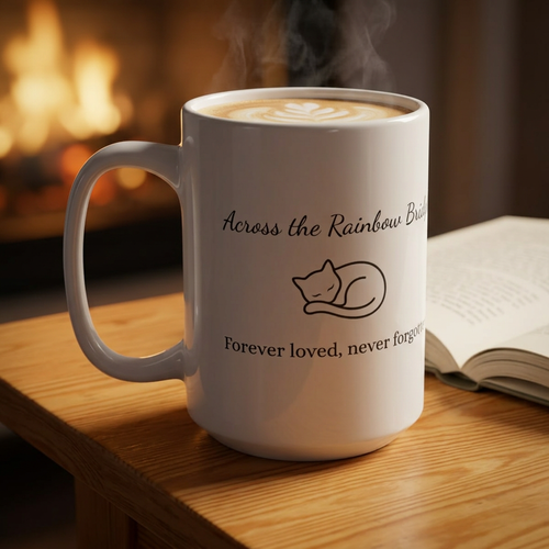 Cat Memorial Mug — "Across The Rainbow Bridge" - Personalized