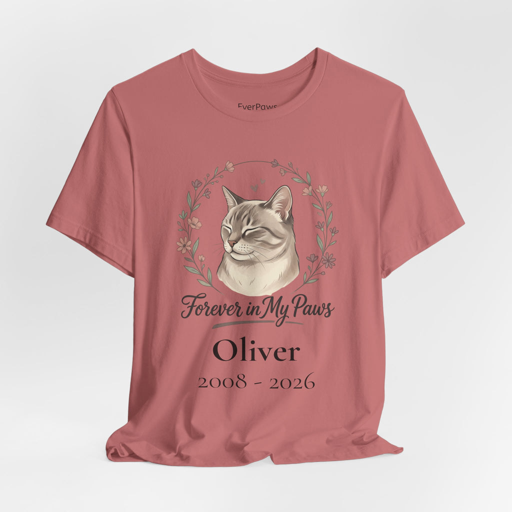 Cat Memorial T‑Shirt — "Forever in My Paws" - Personalized