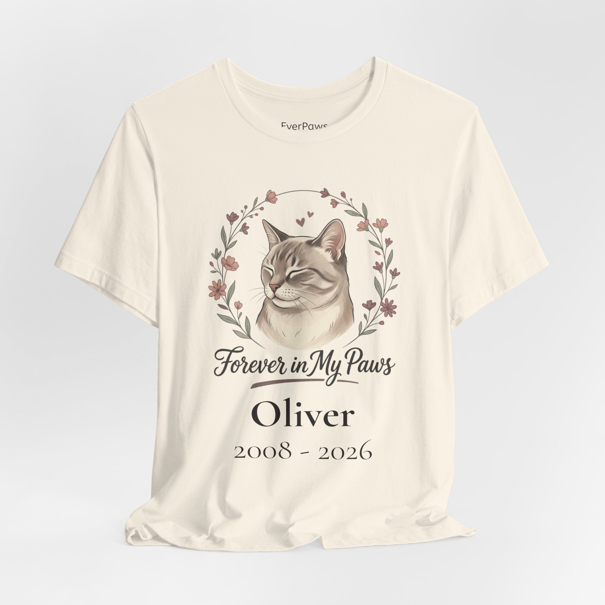 Cat Memorial T‑Shirt — "Forever in My Paws" - Personalized