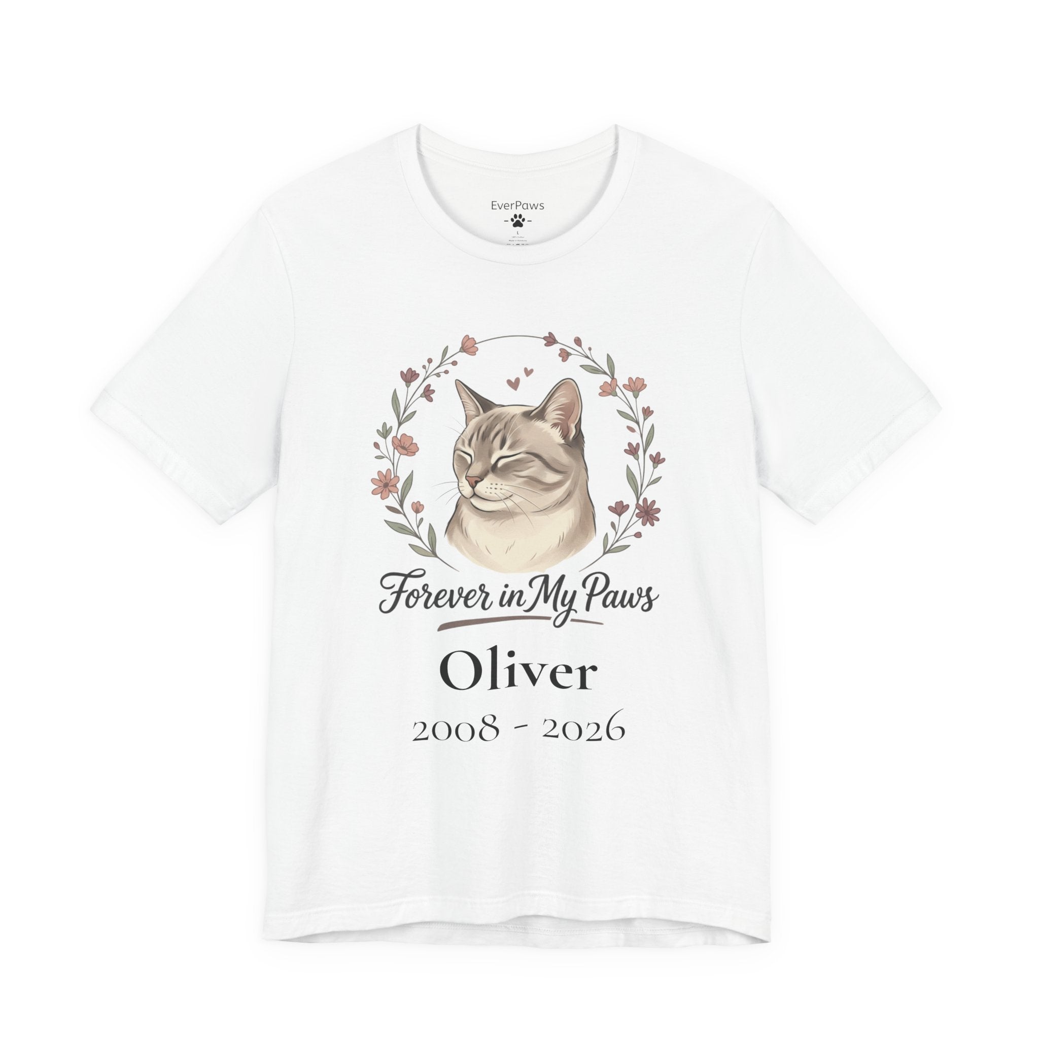 Cat Memorial T‑Shirt — "Forever in My Paws" - Personalized