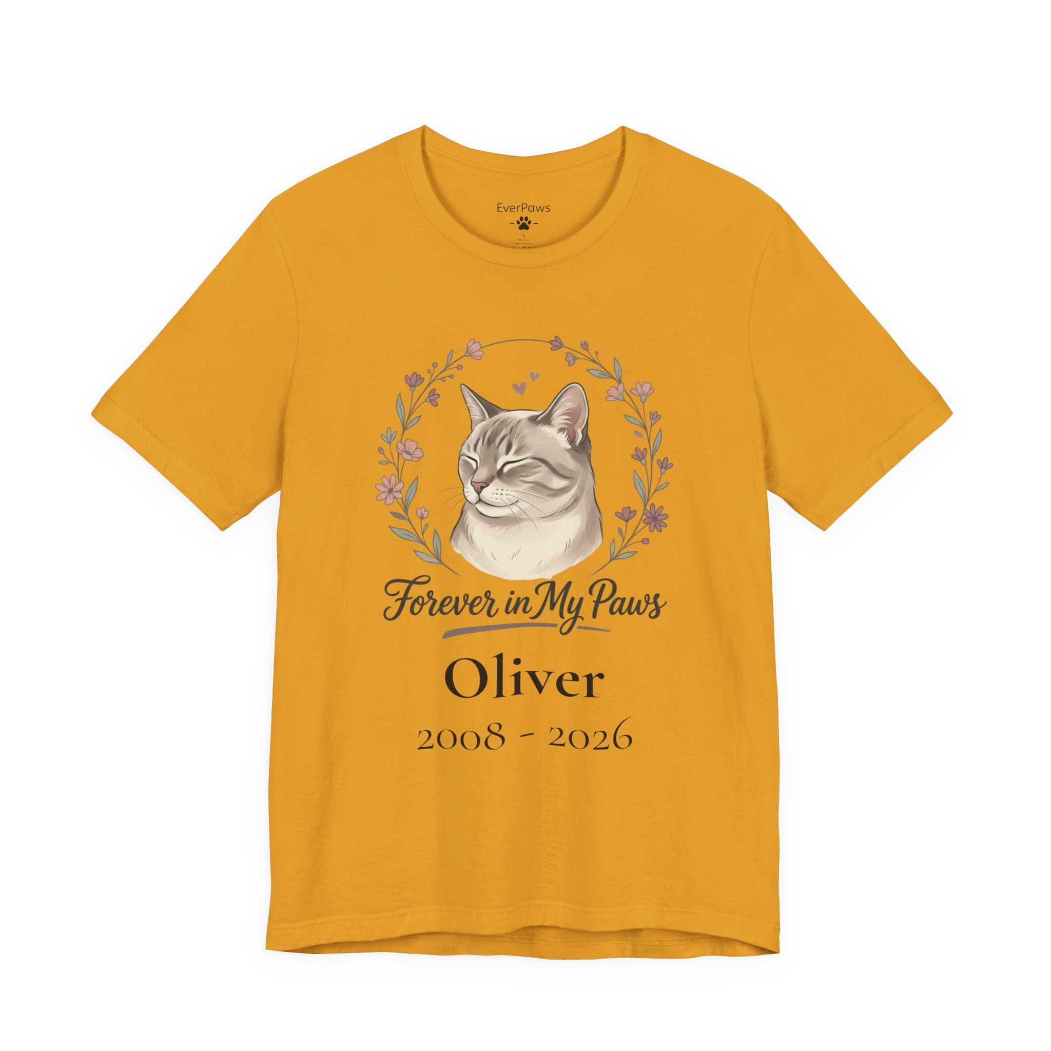 Cat Memorial T‑Shirt — "Forever in My Paws" - Personalized